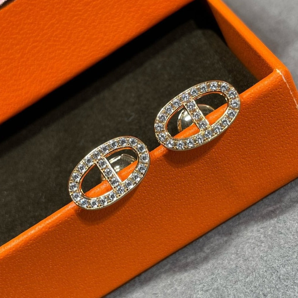 [Regalia Jewelry]HM FULL DIAMOND PIG NOSE STUD EARRINGS