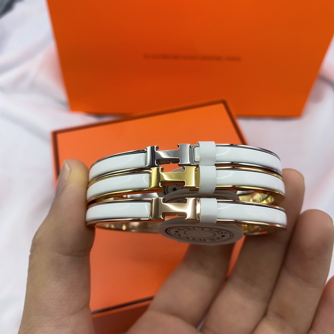 [Regalia Jewelry]CLASSIC HM CLIC WHITE 8MM ENAMEL BRACELET