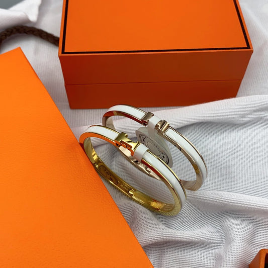[Regalia Jewelry]CLASSIC HM CLIC WHITE 8MM ENAMEL BRACELET