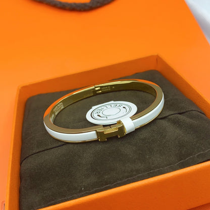 [Regalia Jewelry]CLASSIC HM CLIC WHITE 8MM ENAMEL BRACELET