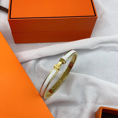 [Regalia Jewelry]CLASSIC HM CLIC WHITE 8MM ENAMEL BRACELET