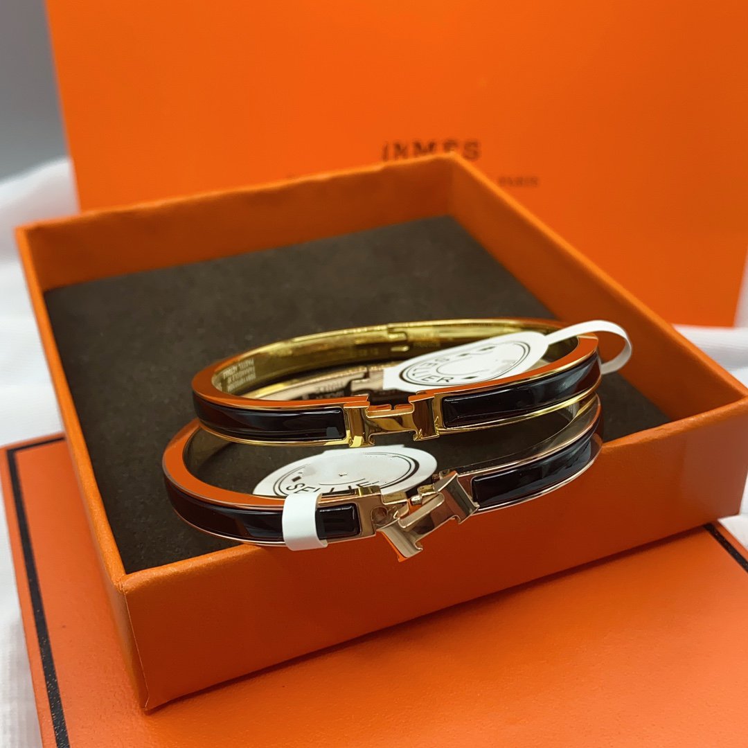 [Regalia Jewelry]CLASSIC HM CLIC BLACK 8MM ENAMEL BRACELET