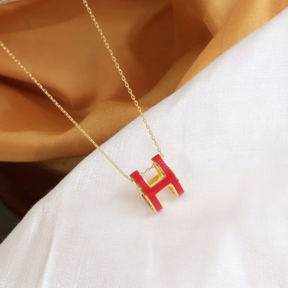 [Regalia Jewelry]HM CLIC RED ENAMEL GOLD NECKLACE