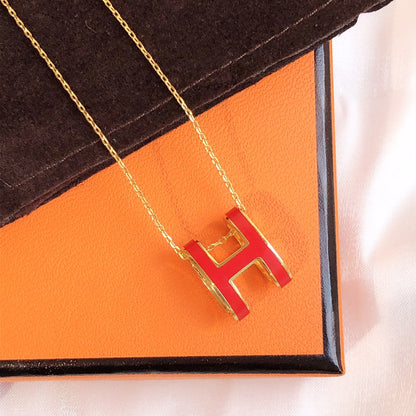 [Regalia Jewelry]HM CLIC RED ENAMEL GOLD NECKLACE