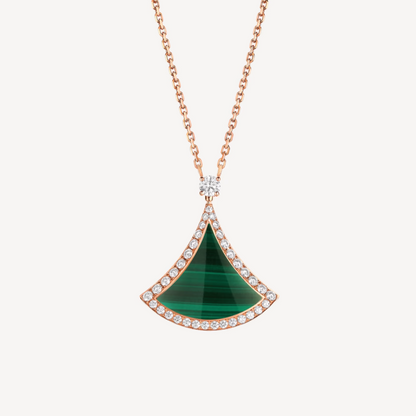 [Regalia Jewelry]DREAM MALACHITE DIAMOND PAVED PINK GOLD NECKLACE