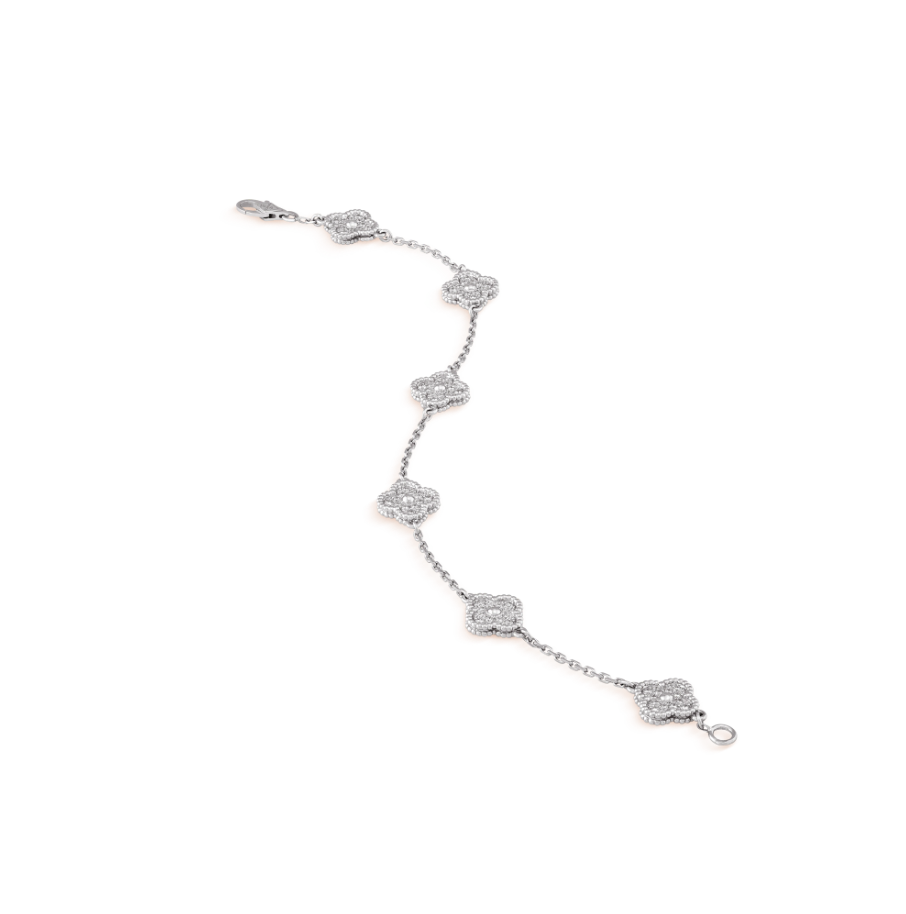 [Regalia Jewelry]CLOVER 6 MOTIF SILVER DIAMOND BRACELET