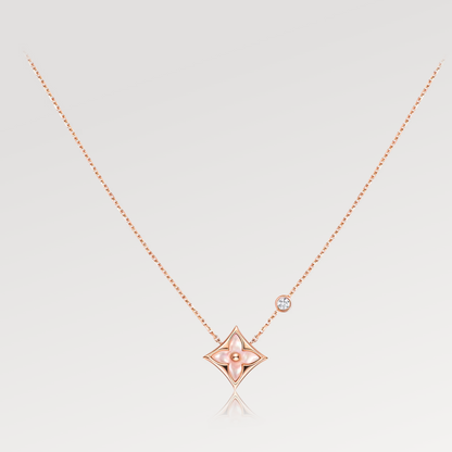 [Regalia Jewelry]STAR PINK MOP 1 DIAMOND PINK GOLD NECKLACE