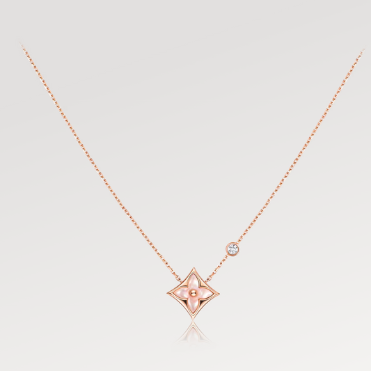 [Regalia Jewelry]STAR PINK MOP 1 DIAMOND PINK GOLD NECKLACE