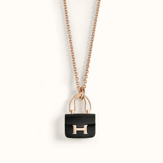 [Regalia Jewelry]CONSTANCE BLACK PEDANT PINK GOLD NECKLACE