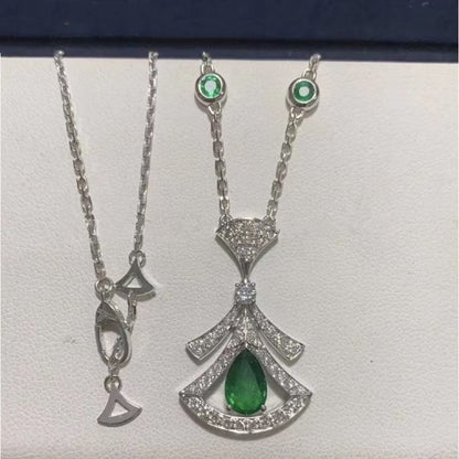 [Regalia Jewelry]DREAM NECKLACE MALACHITE DIAMOND SILVER