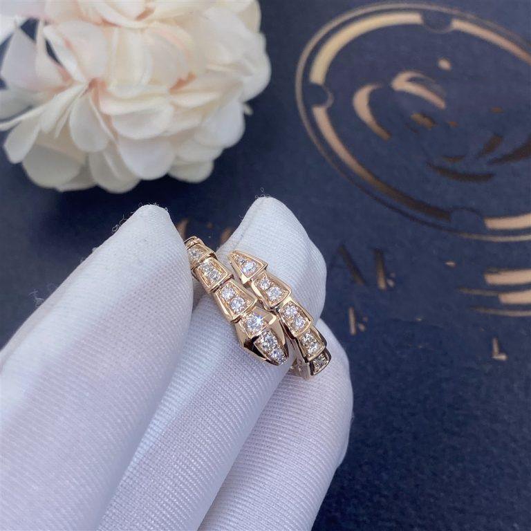 [Regalia Jewelry]SERPENTI RING PINK GOLD DIAMOND PAVED 4MM