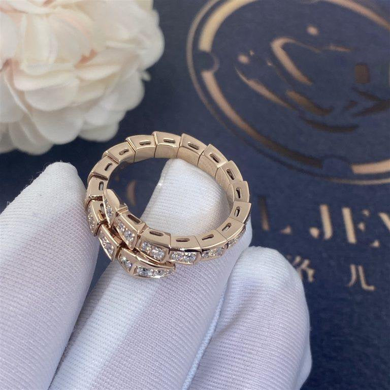 [Regalia Jewelry]SERPENTI RING PINK GOLD DIAMOND PAVED 4MM