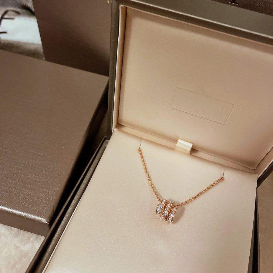 [Regalia Jewelry]SERPENTI PINK GOLD NECKLACE DOUBLE RING DIAMOND
