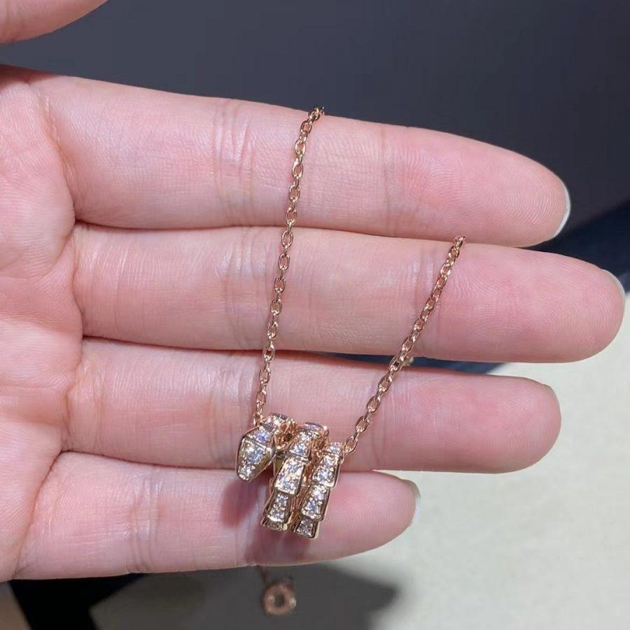 [Regalia Jewelry]SERPENTI PINK GOLD NECKLACE DOUBLE RING DIAMOND
