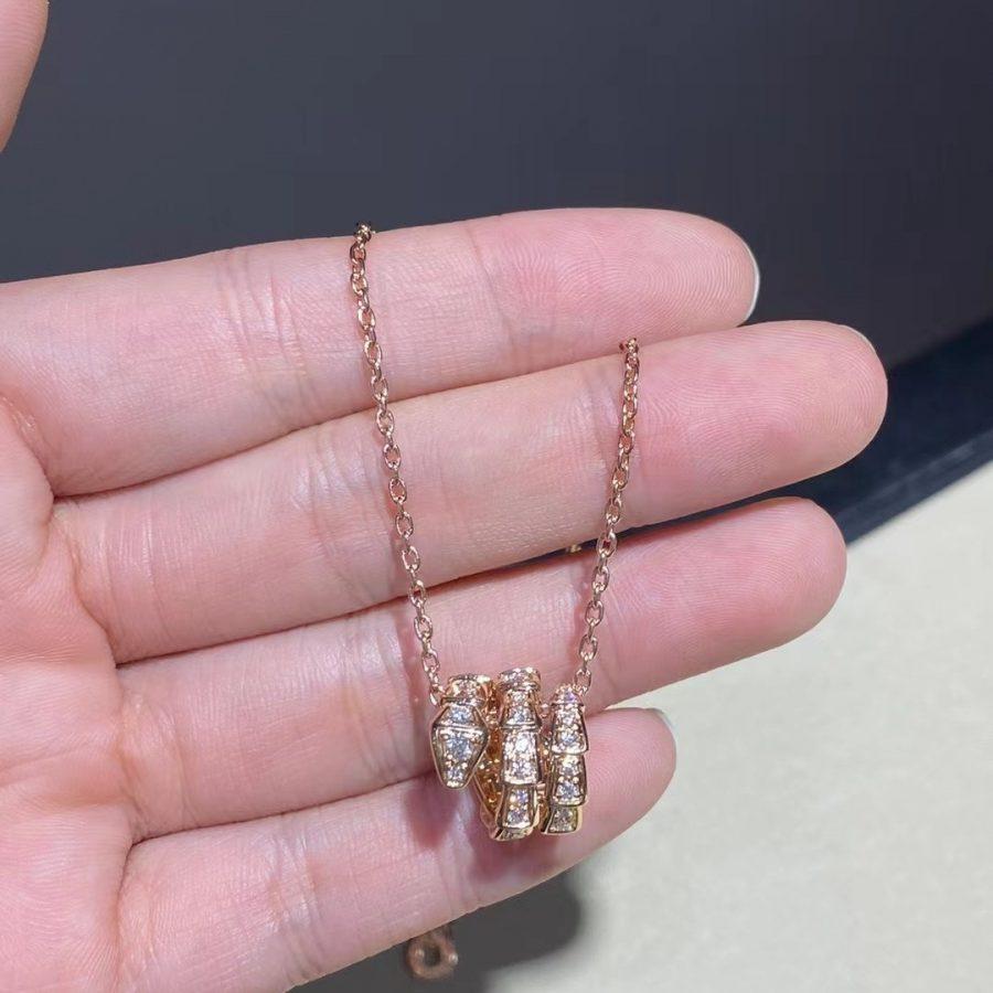 [Regalia Jewelry]SERPENTI PINK GOLD NECKLACE DOUBLE RING DIAMOND