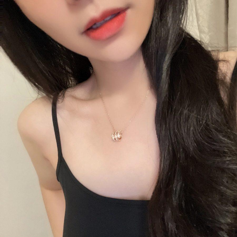 [Regalia Jewelry]SERPENTI PINK GOLD NECKLACE DOUBLE RING DIAMOND