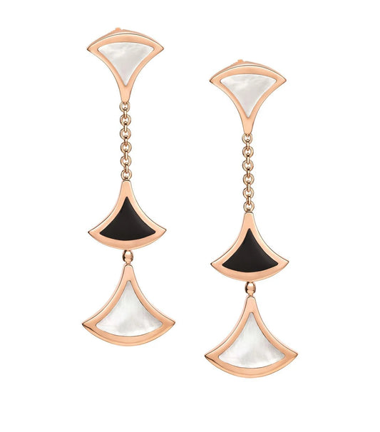 [Regalia Jewelry]DREAM EARRINGS 3 MOTIFS ONYX MOP PINK GOLD