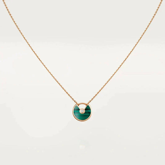 [Regalia Jewelry]AMULETTE ROSE GOLD MALACHITE NECKLACE
