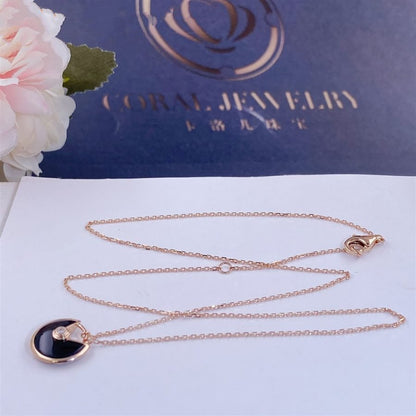 [Regalia Jewelry]AMULETTE ROSE GOLD ONYX NECKLACE