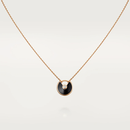 [Regalia Jewelry]AMULETTE ROSE GOLD ONYX NECKLACE