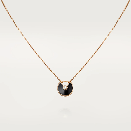 [Regalia Jewelry]AMULETTE ROSE GOLD ONYX NECKLACE