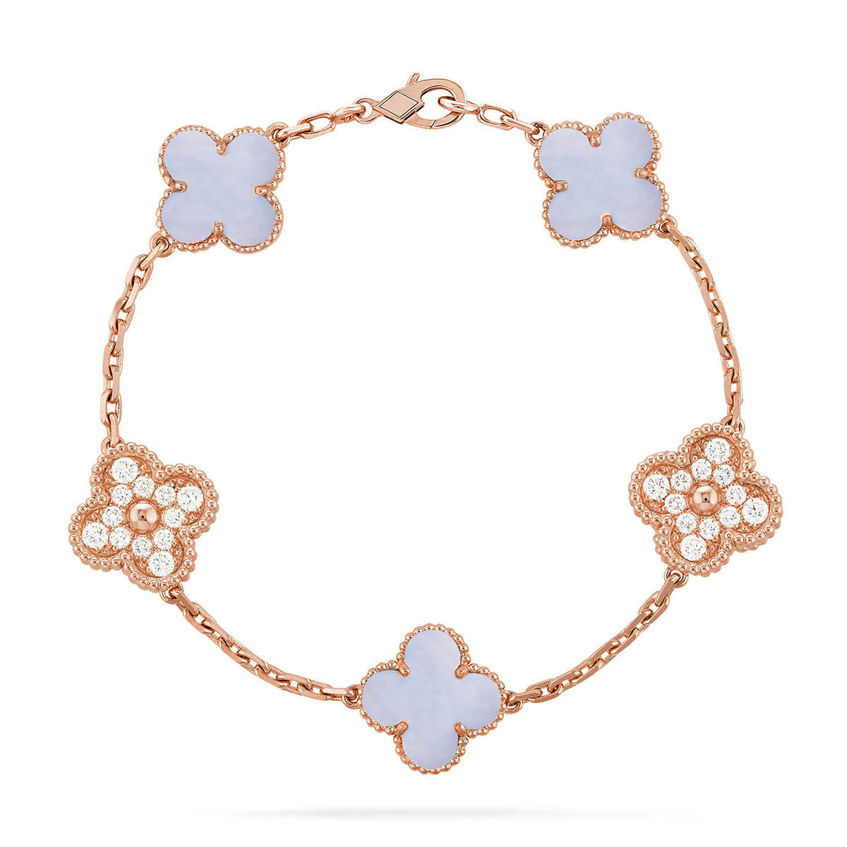 [Regalia Jewelry] CLOVER 5 MOTIF PURPLE CHALCEDONY BRACELET COLLECTION