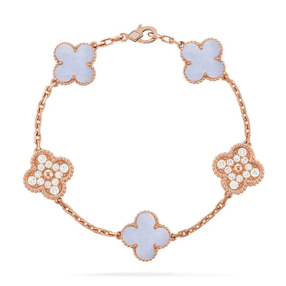 [Regalia Jewelry] CLOVER 5 MOTIF PURPLE CHALCEDONY BRACELET COLLECTION