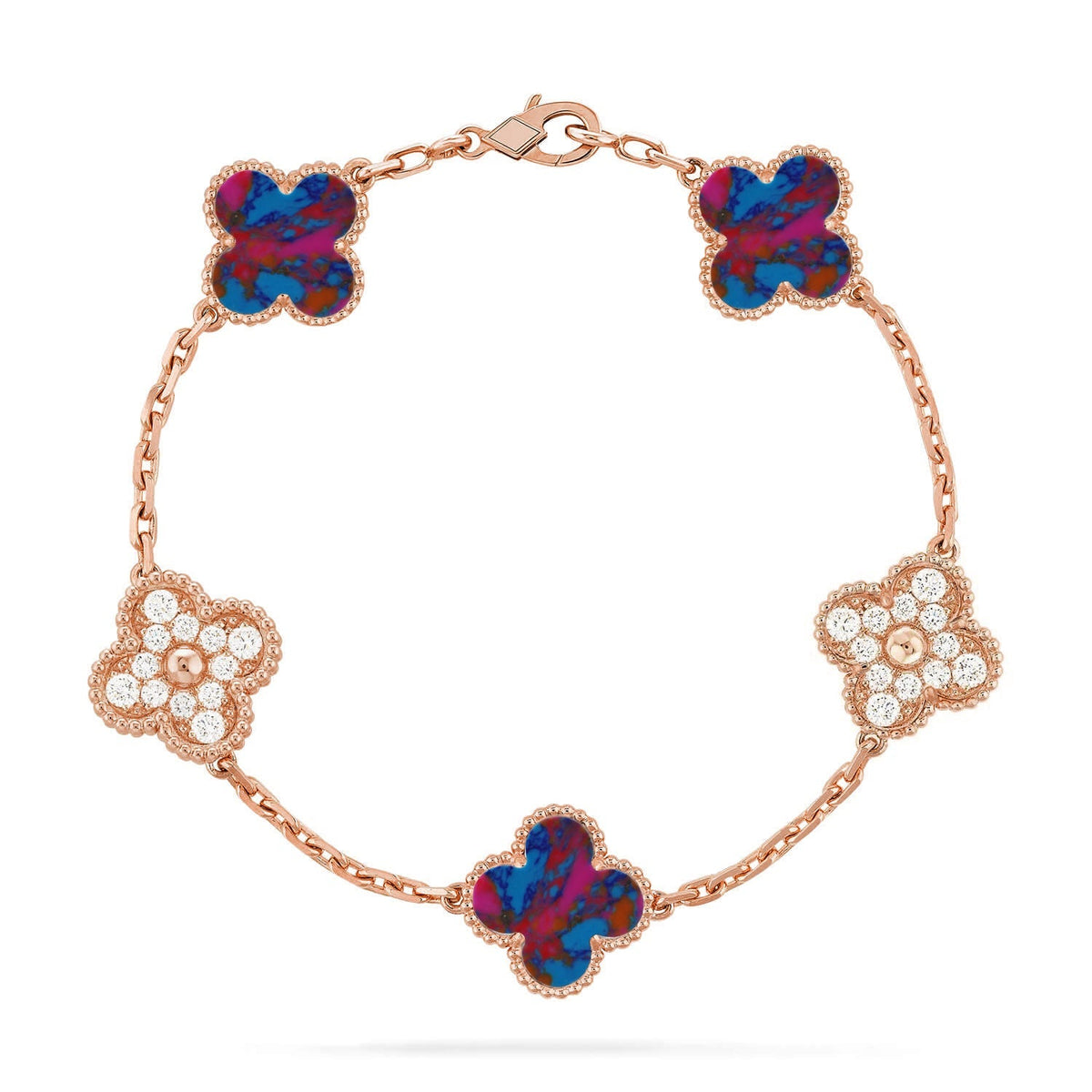 [Regalia Jewelry]CLOVER 5 MOTIF COLOR GEMSTONES BRACELET COLLECTION