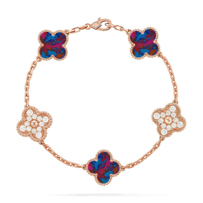 [Regalia Jewelry]CLOVER 5 MOTIF COLOR GEMSTONES BRACELET COLLECTION