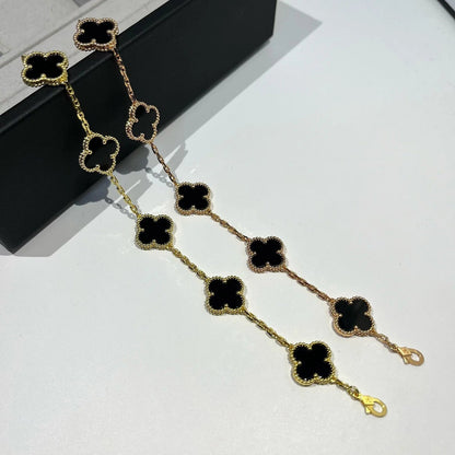 [Regalia Jewelry]CLOVER  5 MOTIFS BLACK ONYX BRACELET