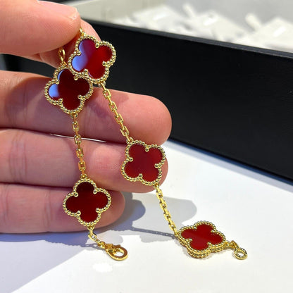 [Regalia Jewelry]CLOVER 5 MOTIFS RED AGATE  BRACELET