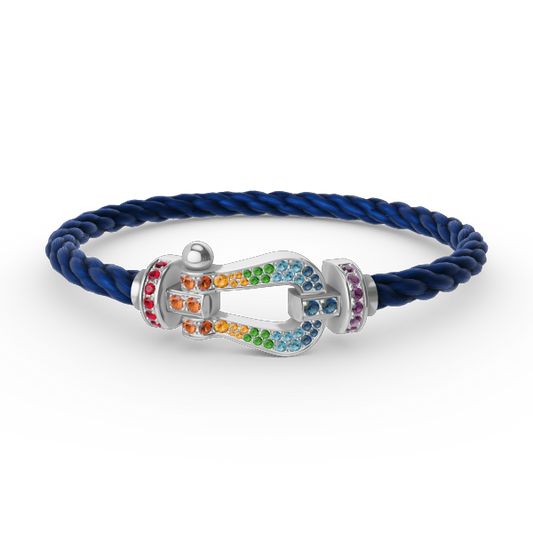 [Regalia Jewelry]FORC LARGE HORSESHOE  COLORED DIAMOND BRACELET SILVER
