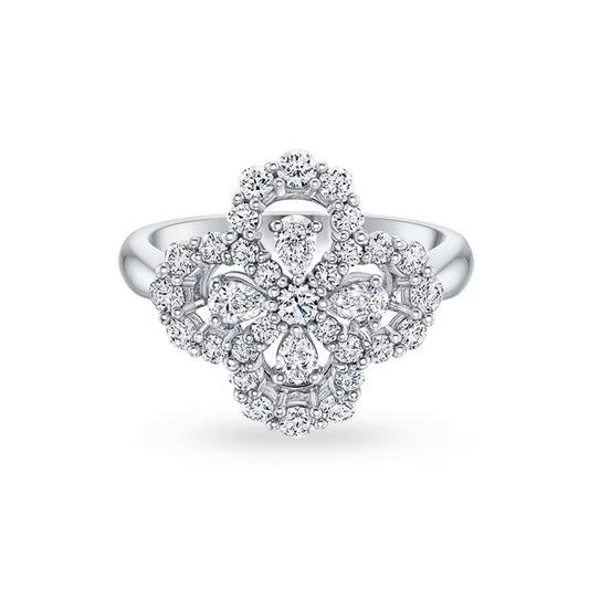[Regalia Jewelry]LOOP RING FULL MOTIF DIAMOND 16MM SILVE