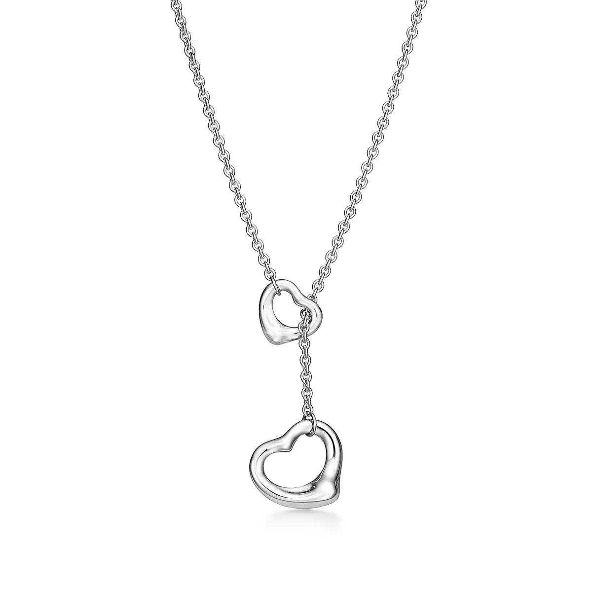 [Regalia Jewels]OPEN HEART LARIAT NECKLACE SILVER