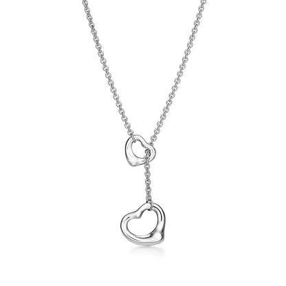 [Regalia Jewels]OPEN HEART LARIAT NECKLACE SILVER