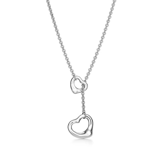 [Regalia Jewels]OPEN HEART LARIAT NECKLACE SILVER