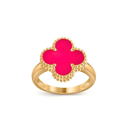 [Regalia Jewelry]NEW CLOVER PINK ENAMEL RINGS