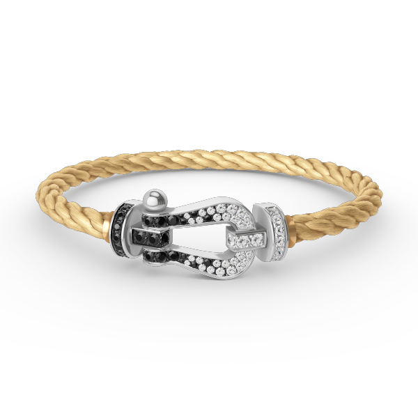 [Regalia Jewelry]FORCE LARGE HORSESHOE BLACK WHITE DIAMOND BRACELET SILVER