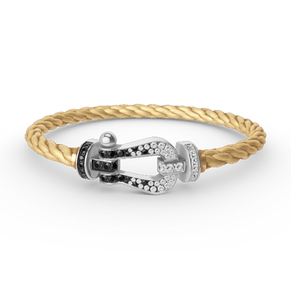 [Regalia Jewelry]FORCE LARGE HORSESHOE BLACK WHITE DIAMOND BRACELET SILVER