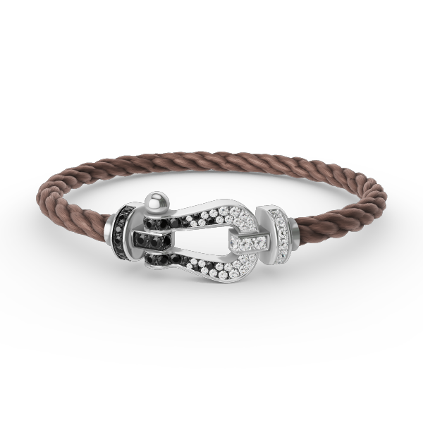 [Regalia Jewelry]FORCE LARGE HORSESHOE BLACK WHITE DIAMOND BRACELET SILVER