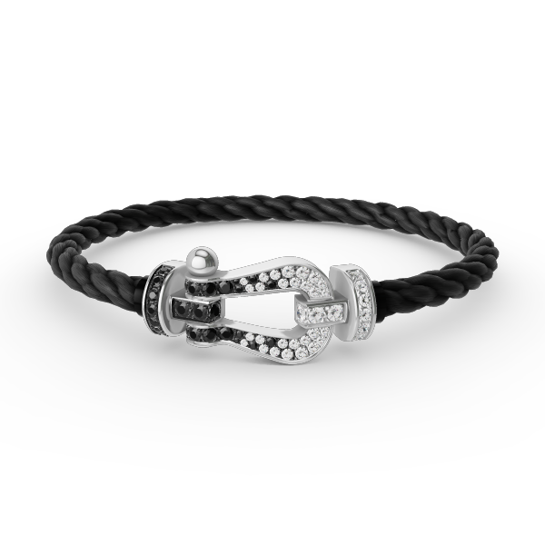 [Regalia Jewelry]FORCE LARGE HORSESHOE BLACK WHITE DIAMOND BRACELET SILVER