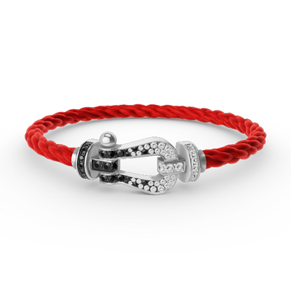 [Regalia Jewelry]FORCE LARGE HORSESHOE BLACK WHITE DIAMOND BRACELET SILVER