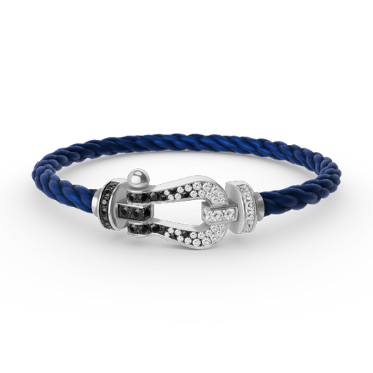 [Regalia Jewelry]FORCE LARGE HORSESHOE BLACK WHITE DIAMOND BRACELET SILVER