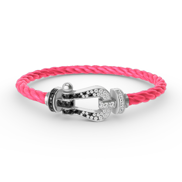 [Regalia Jewelry]FORCE LARGE HORSESHOE BLACK WHITE DIAMOND BRACELET SILVER