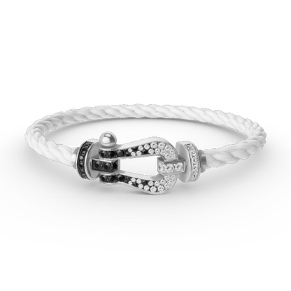 [Regalia Jewelry]FORCE LARGE HORSESHOE BLACK WHITE DIAMOND BRACELET SILVER