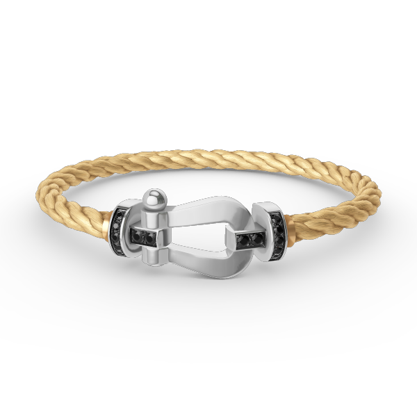 [Regalia Jewelry]FORCE LARGE HORSESHOE BLACK DIAMOND BRACELET SILVER