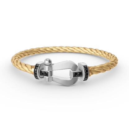 [Regalia Jewelry]FORCE LARGE HORSESHOE BLACK DIAMOND BRACELET SILVER