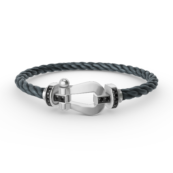 [Regalia Jewelry]FORCE LARGE HORSESHOE BLACK DIAMOND BRACELET SILVER