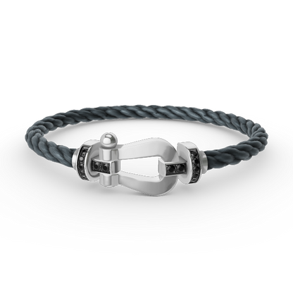 [Regalia Jewelry]FORCE LARGE HORSESHOE BLACK DIAMOND BRACELET SILVER
