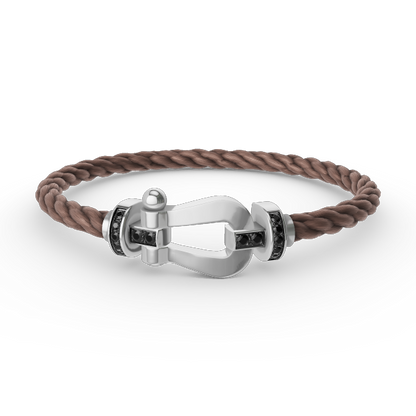 [Regalia Jewelry]FORCE LARGE HORSESHOE BLACK DIAMOND BRACELET SILVER